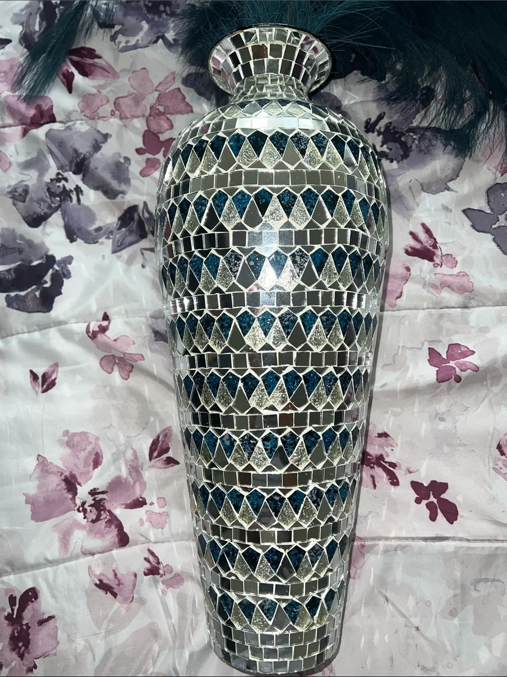 Tall Mosaic Glass Vase